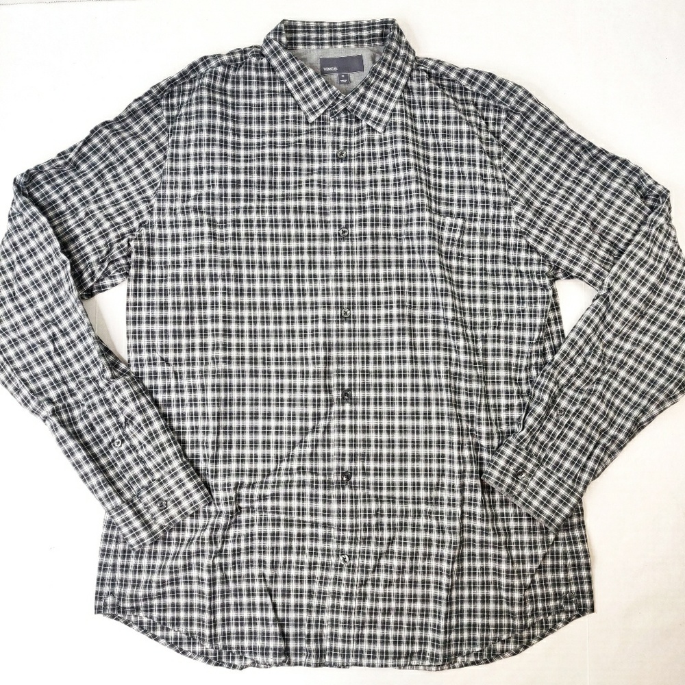Vince Plaid Shirt Button Down Long Sleeve Shirt